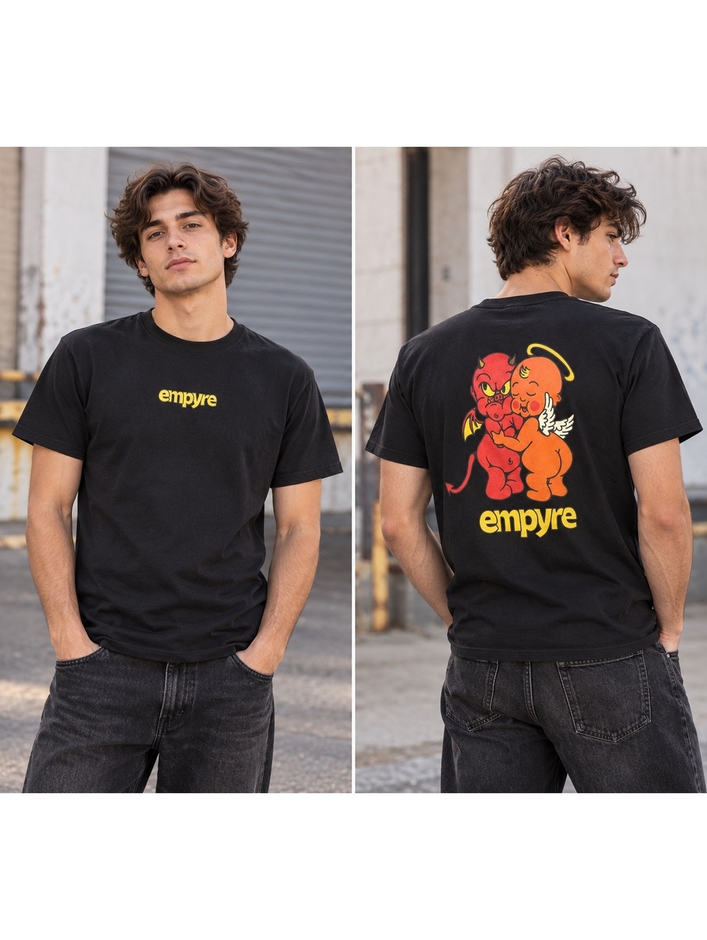 Empyre Angel & Devil Graphic Tee Black Size S NWT
